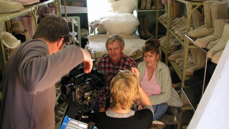 Susan Lambert on set for The Good, The Bad and the Ugg Boot Documentary